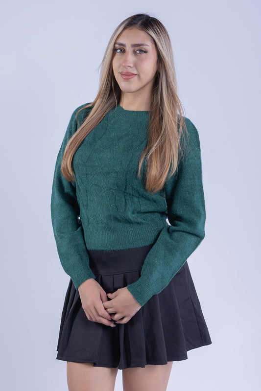 Suéter de cuello redondo tejido