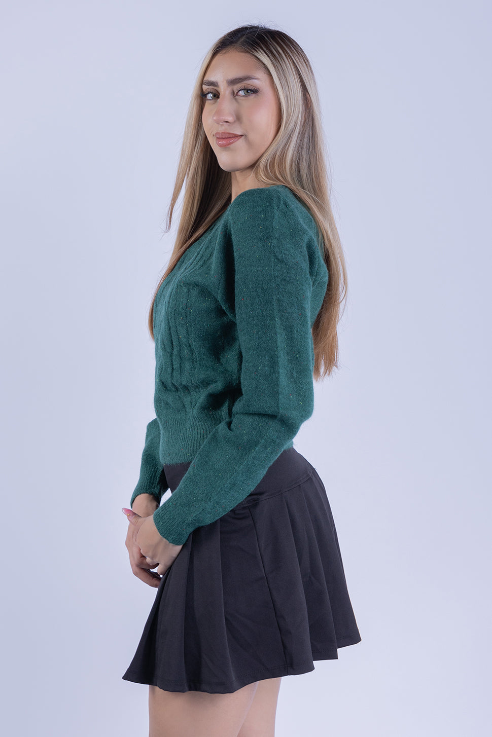 Suéter de cuello redondo tejido