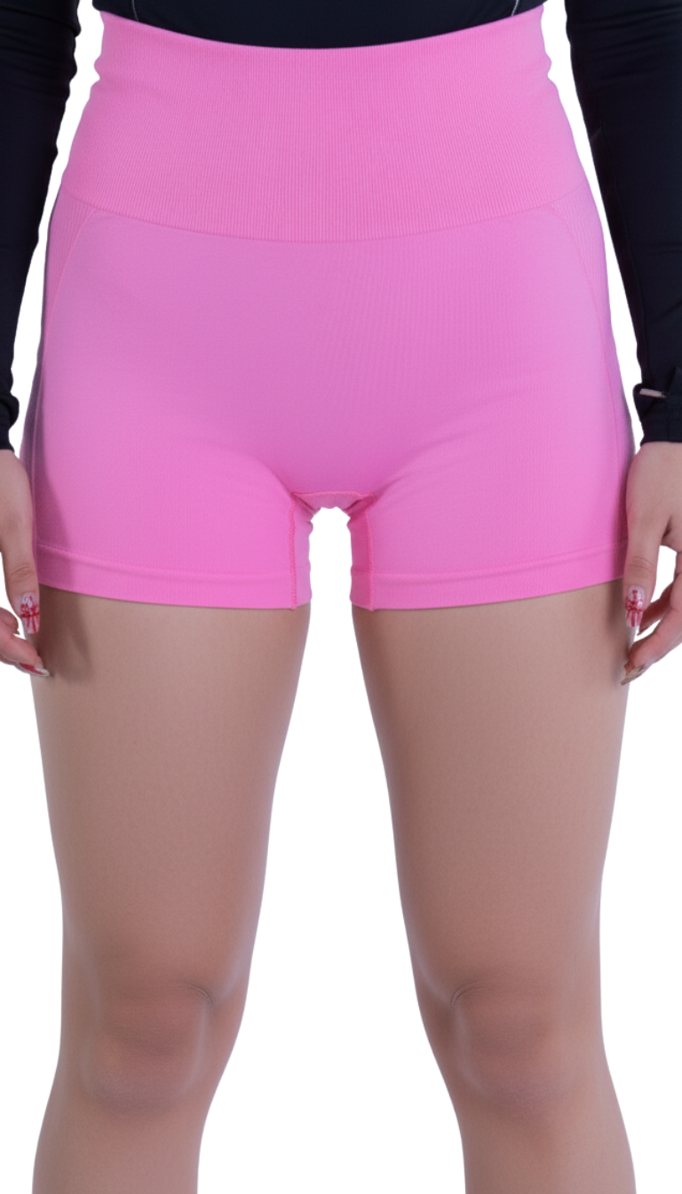 Short rosa entallado con efecto push up