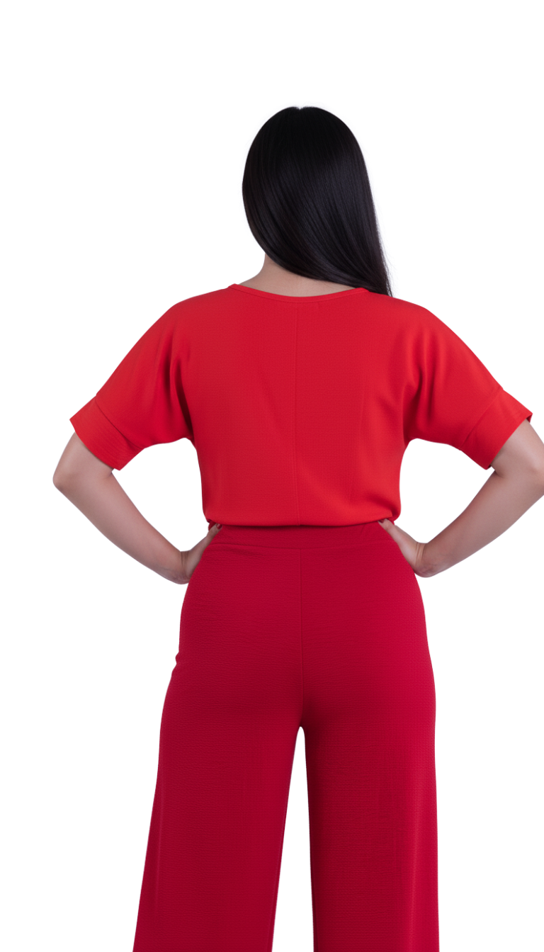 Blusa roja cuello redondo
