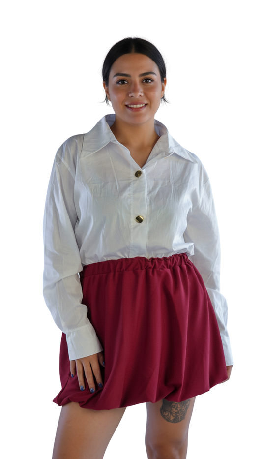 Blusa blanca abotonada tipo camisera blanca