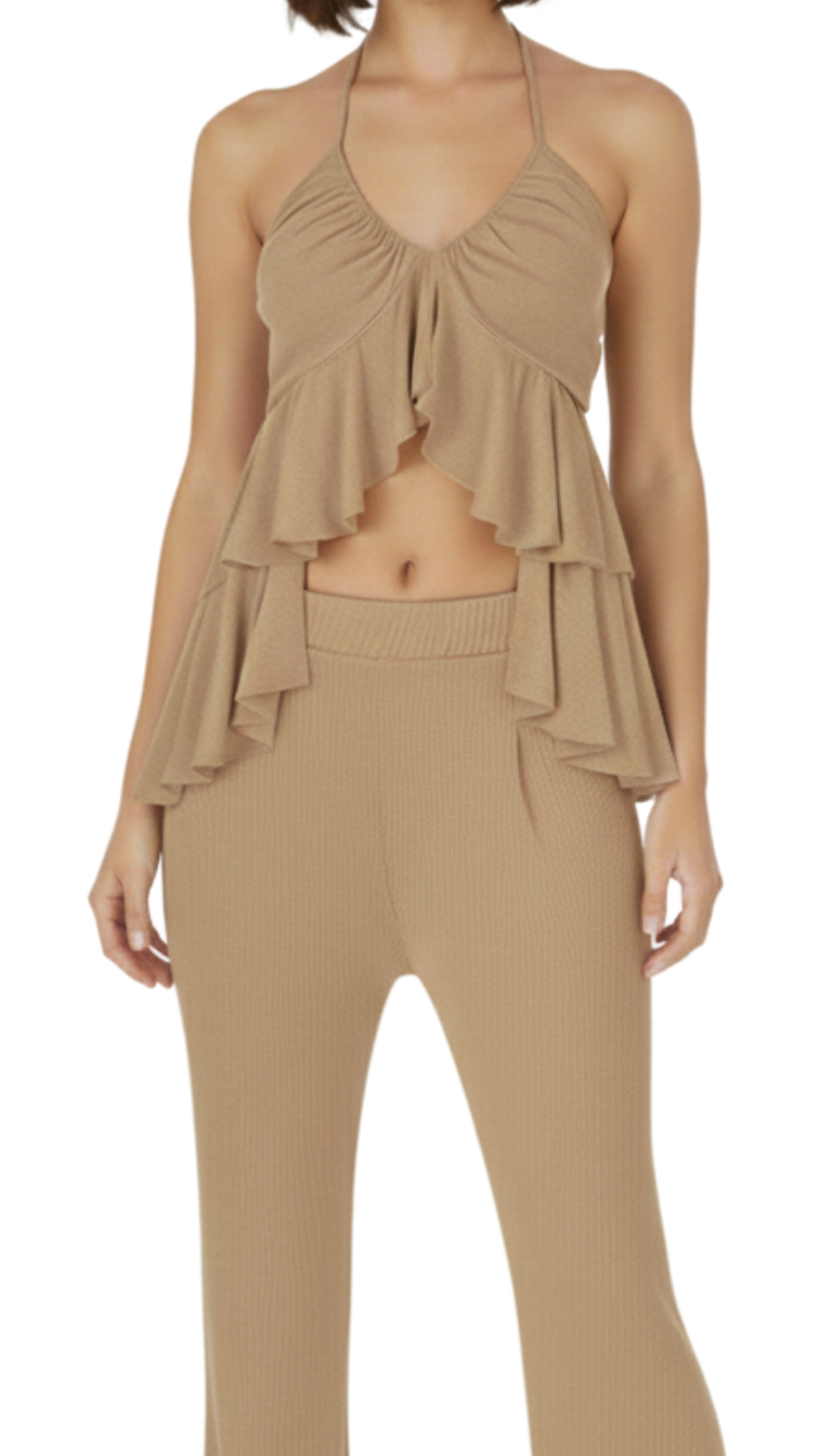 Conjunto de blusa halter con pantalón