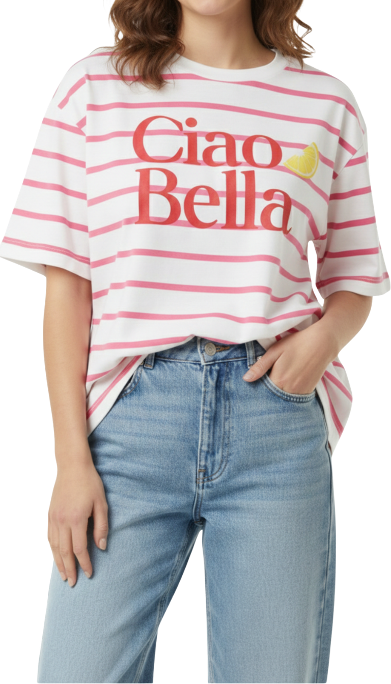 Blusa con estampado oversize a rayas