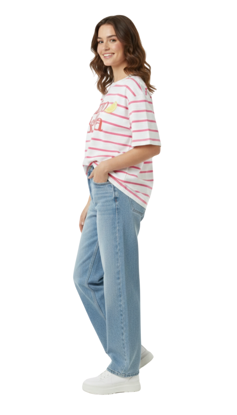 Blusa con estampado oversize a rayas