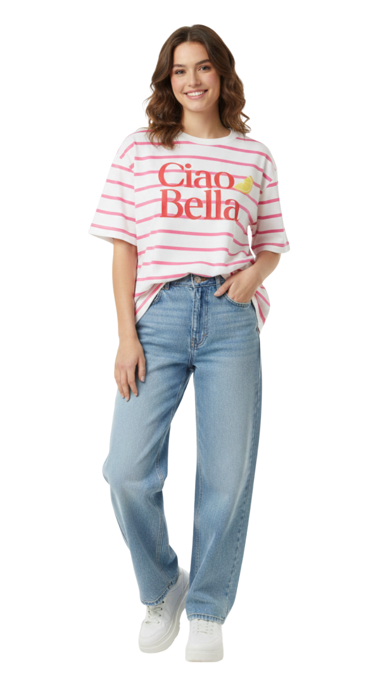 Blusa con estampado oversize a rayas