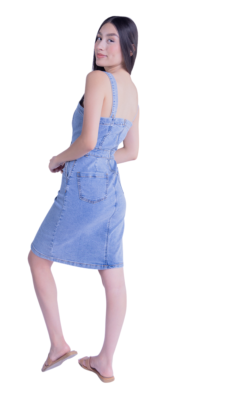 Vestido mezclilla de tirantes abotonado