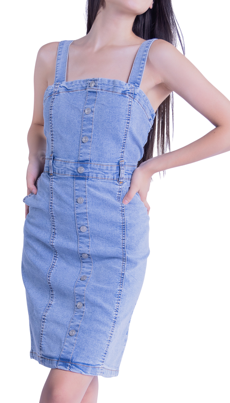 Vestido mezclilla de tirantes abotonado