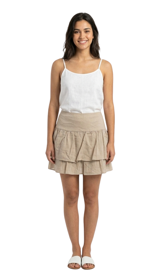 Mini falda beige de tablones