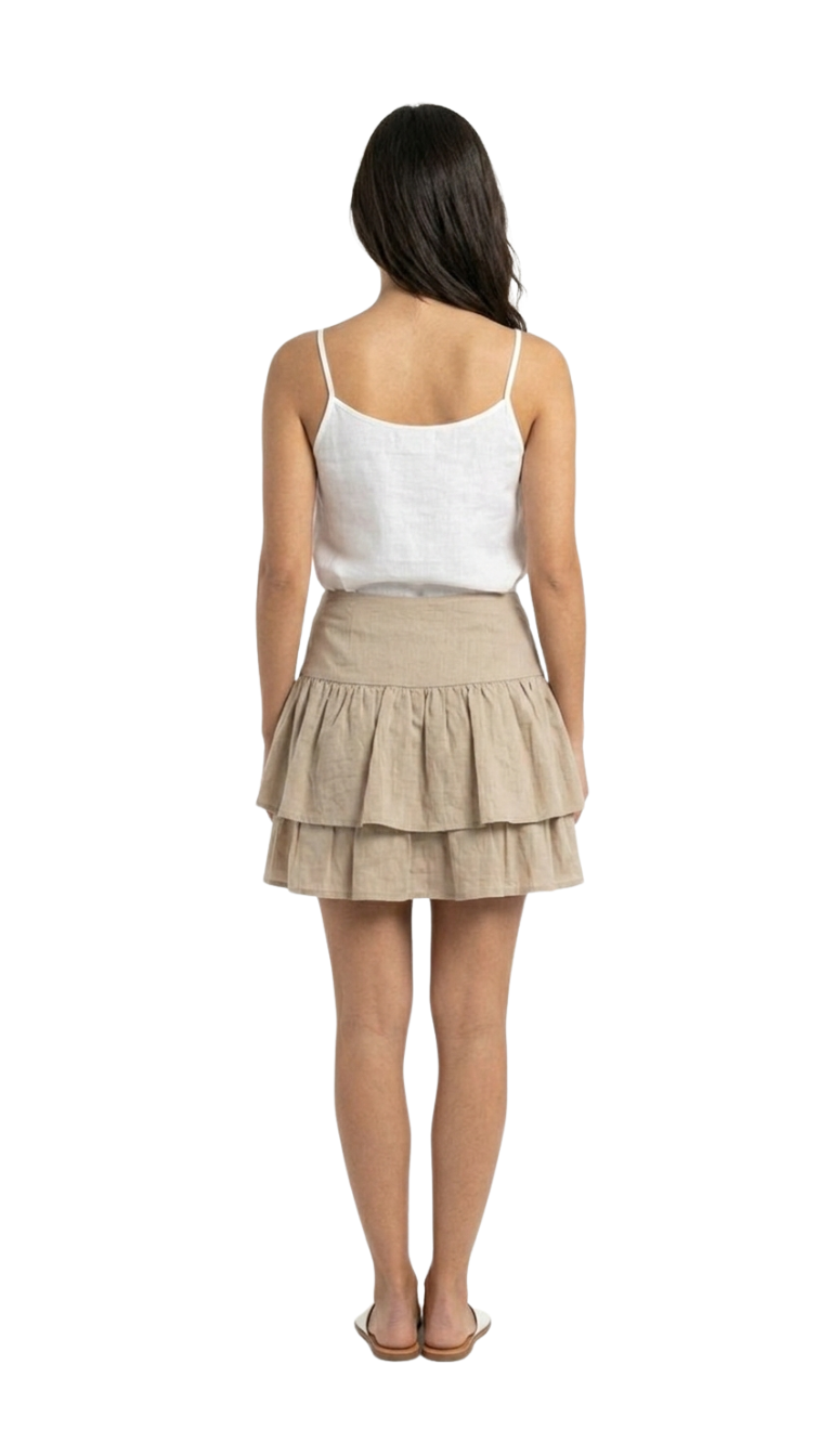 Mini falda beige de tablones