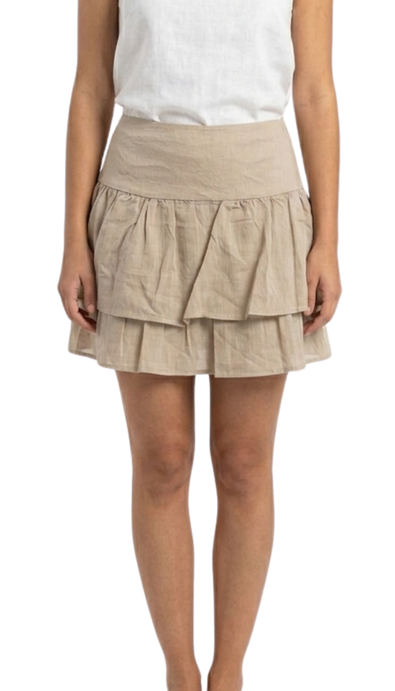 Mini falda beige de tablones