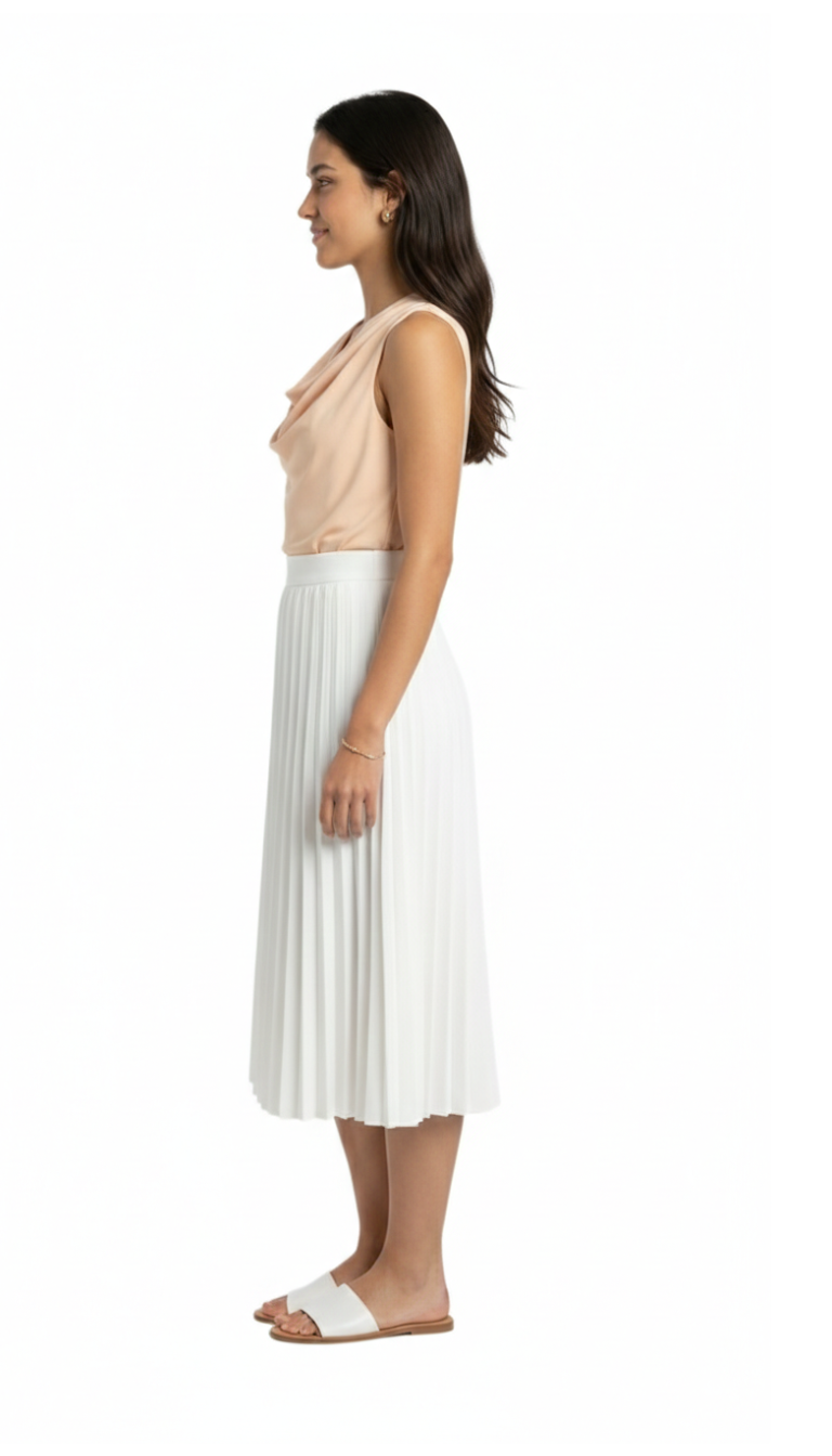 Top color salmon con cuello holgado