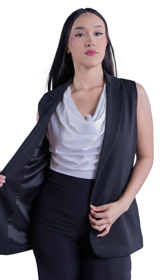 Chaleco abierto con solapa