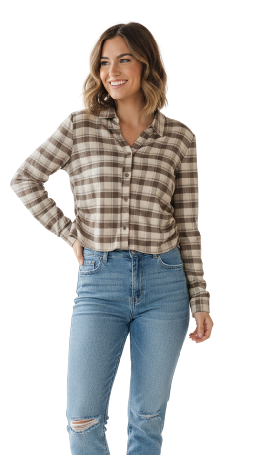 Blusa a cuadros plisados laterales