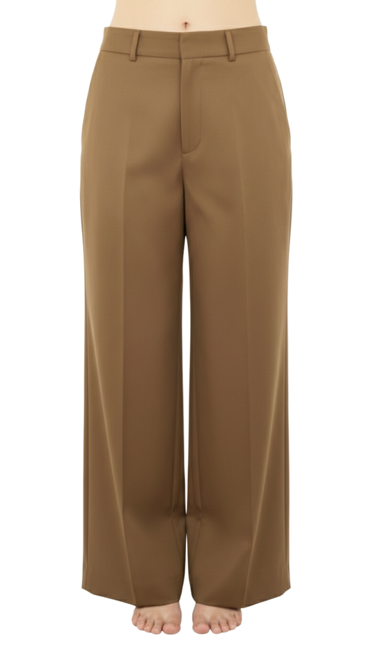 Pantalón cafe tela gruesa de vestir