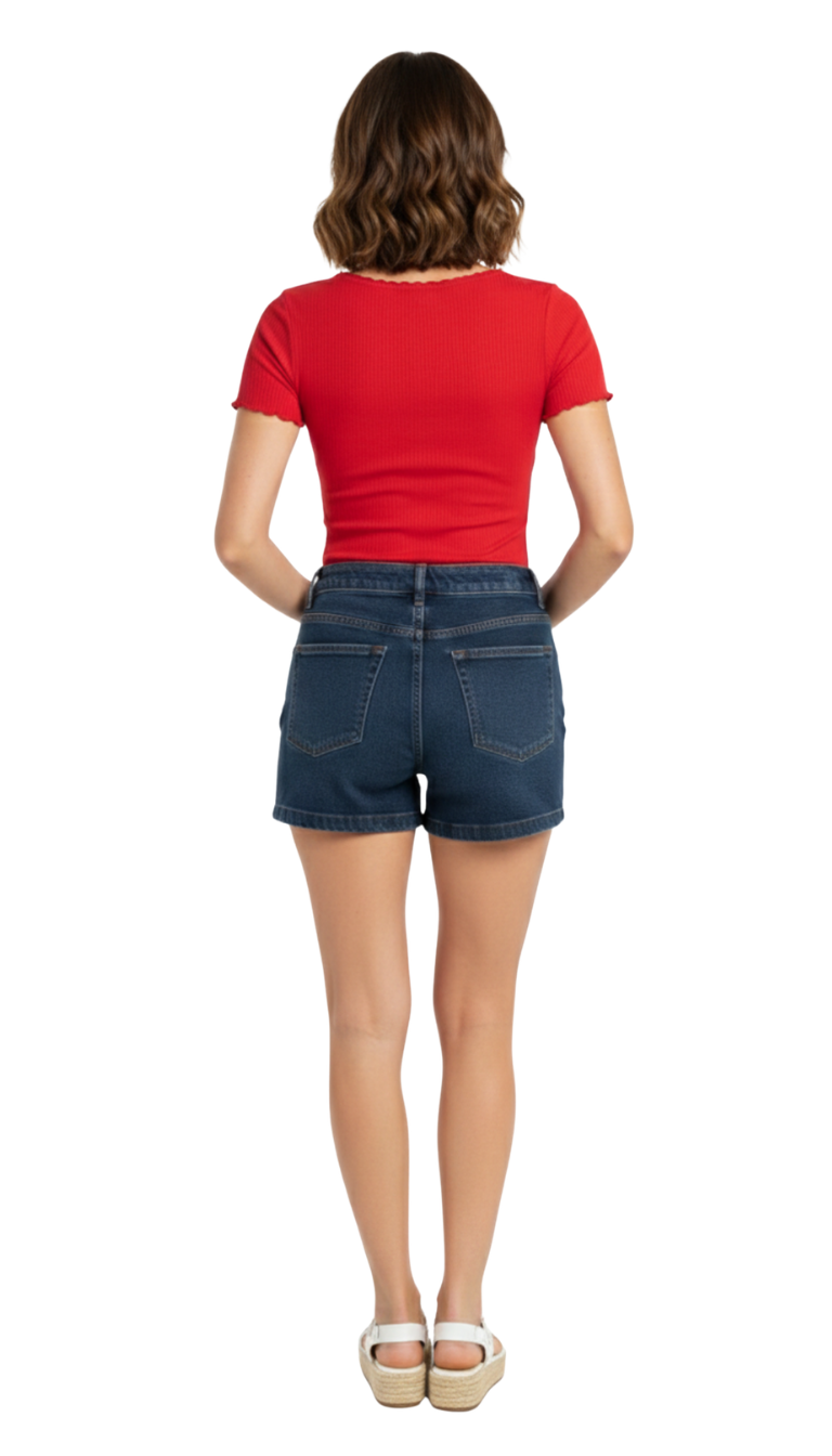 Crop top rojo acanalado con detalle de tejido en cuello