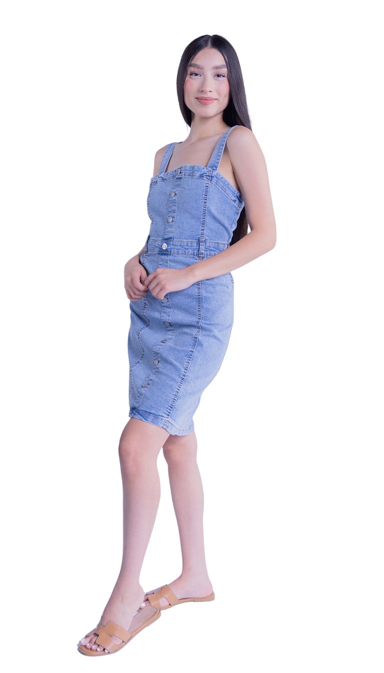 Vestido mezclilla de tirantes abotonado