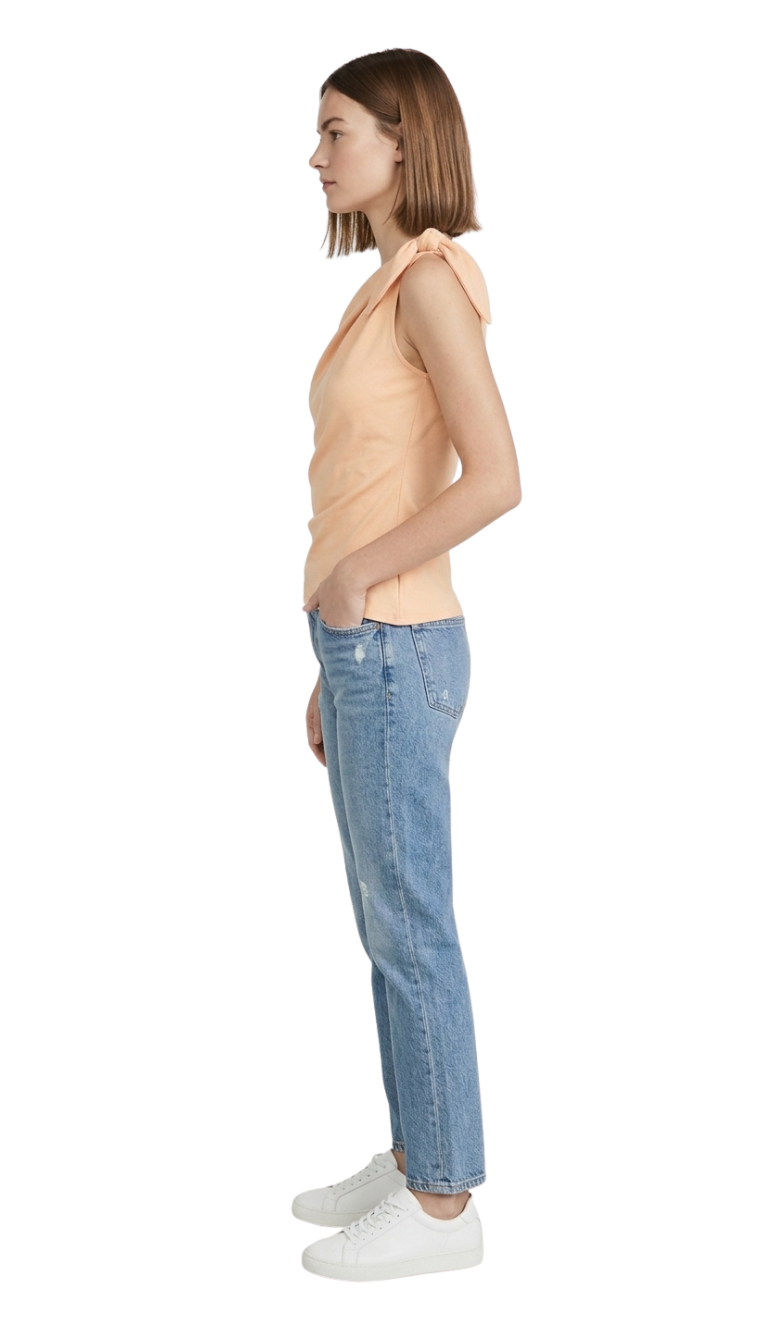 Blusa color melon es con amarre lateral