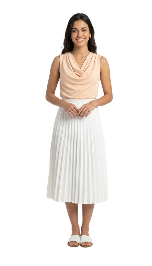 Top color salmon con cuello holgado