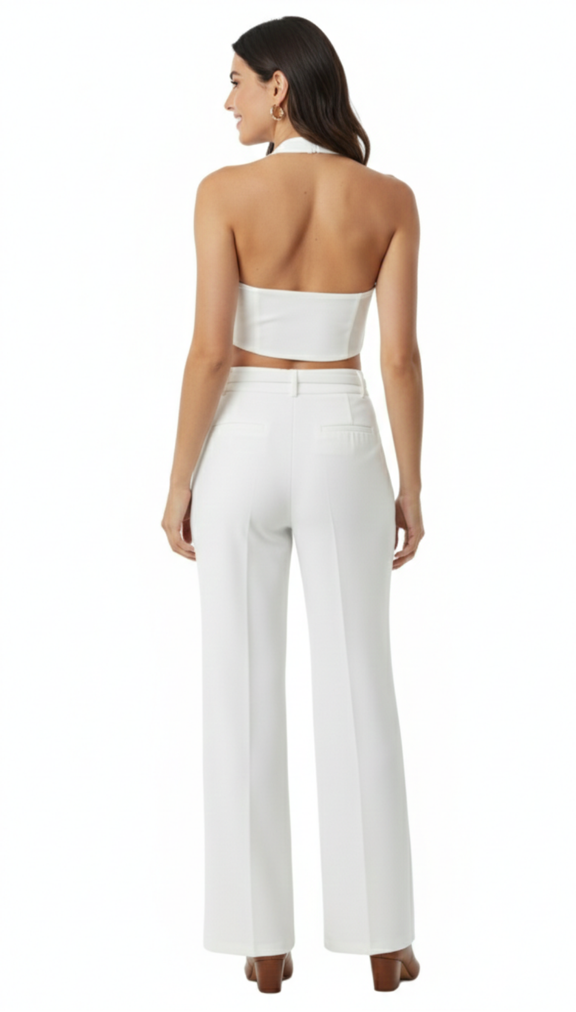 Conjunto blanco de top y pantalon recto
