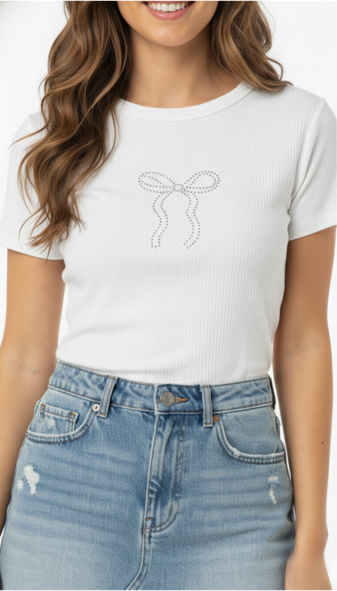 Blusa economica acanalada con detalle coquete