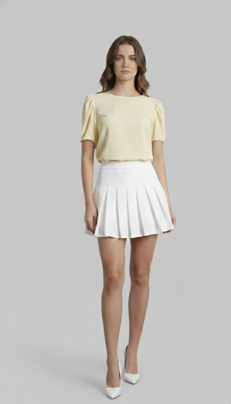 Blusa amarillo pastel con mangas tipo globo