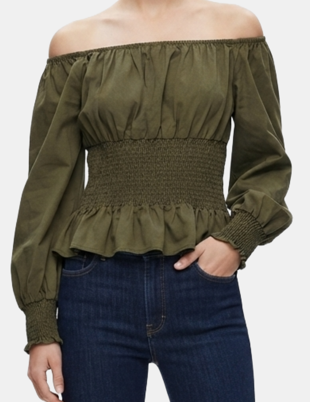 Blusa verde con elástico en cintura