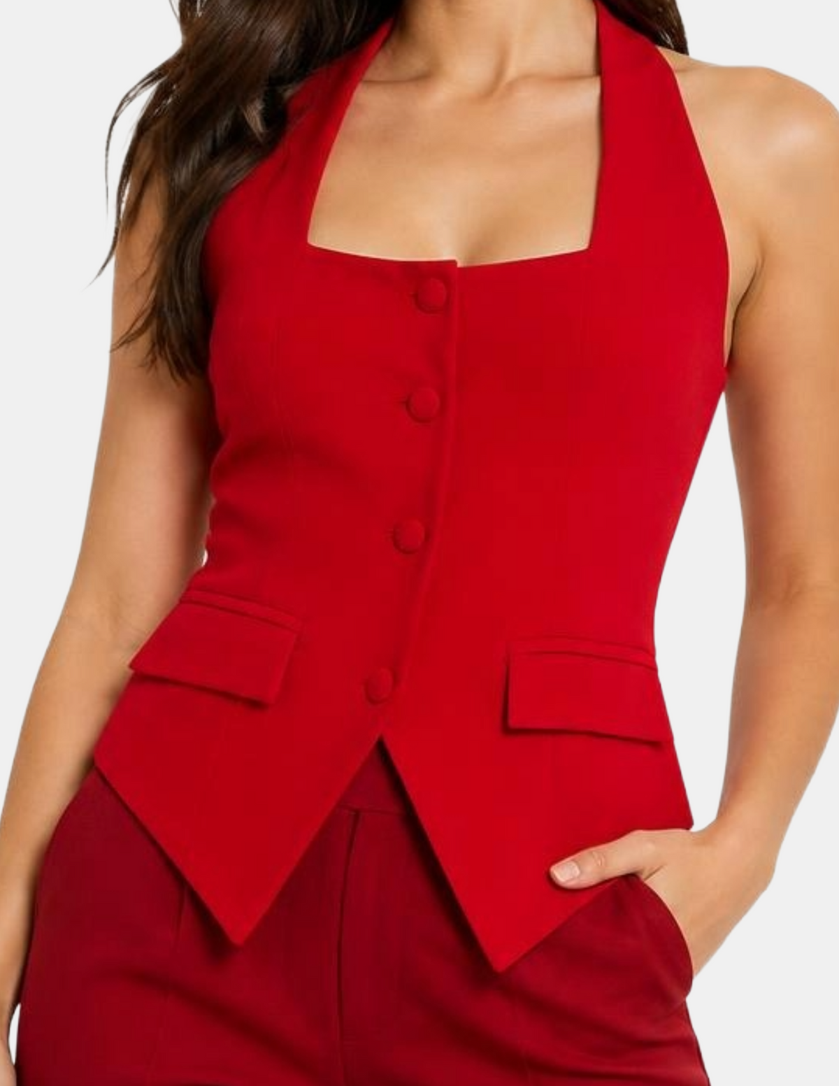 Chaleco rojo tipo halter