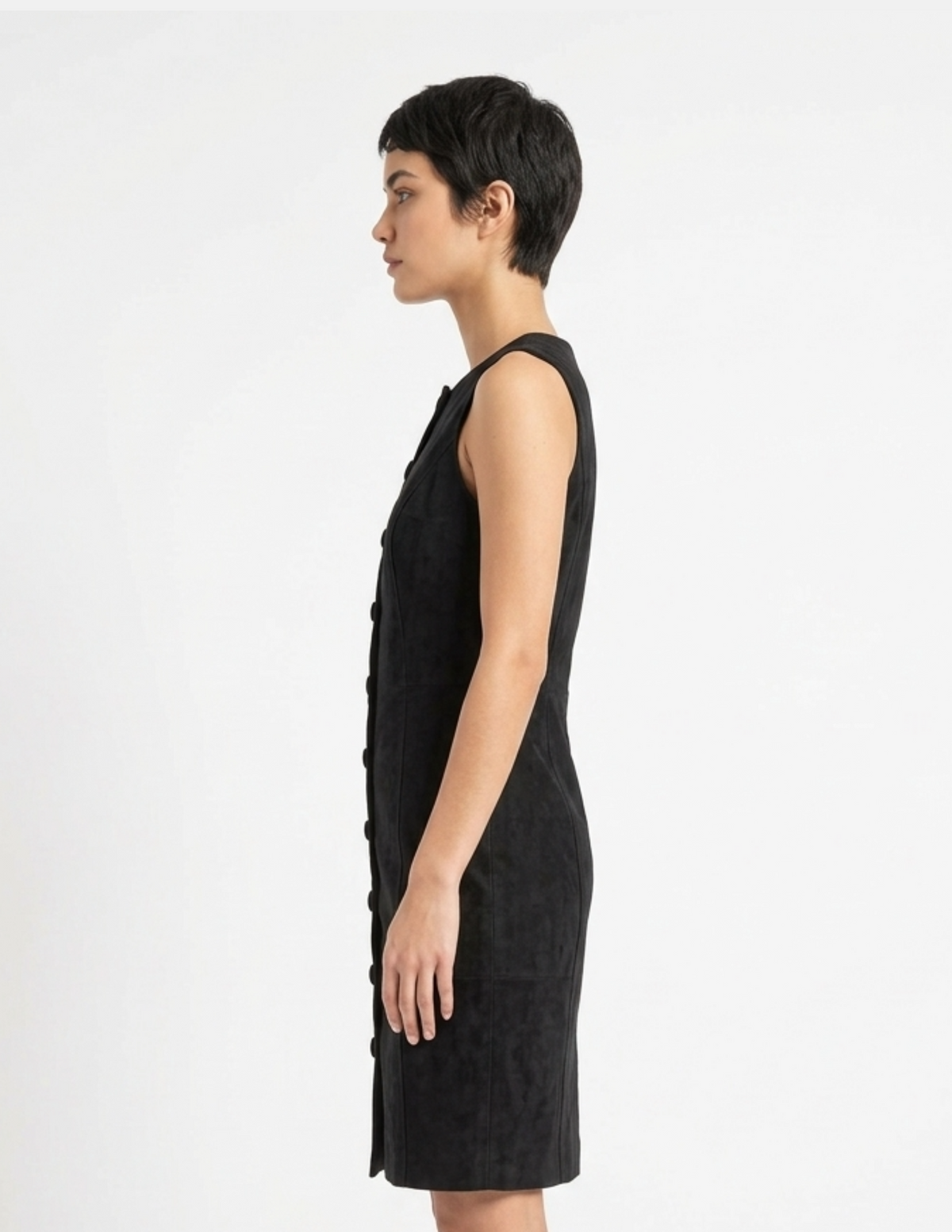 Vestido de gamuza abotonado sin magnas