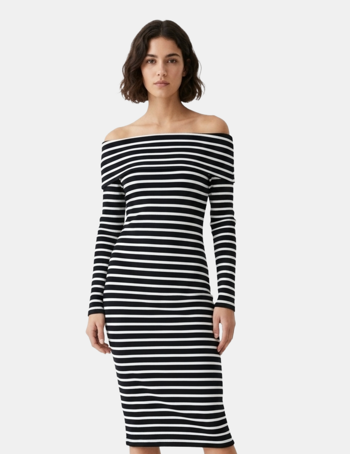 Vestido rayado negro con blanco
