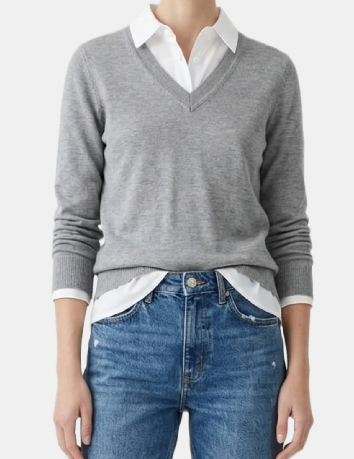 Blusa tipo suéter con cuello estilo camisa