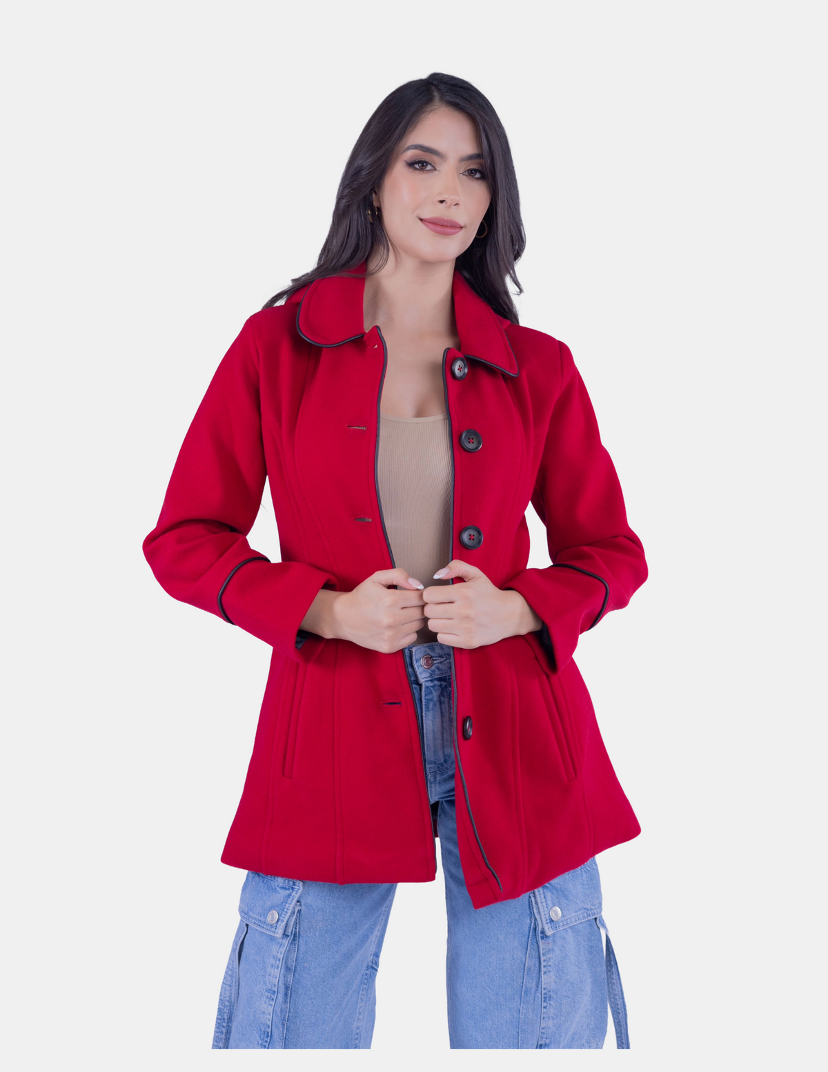 Abrigo abotonado de invierno con capucha desmontable