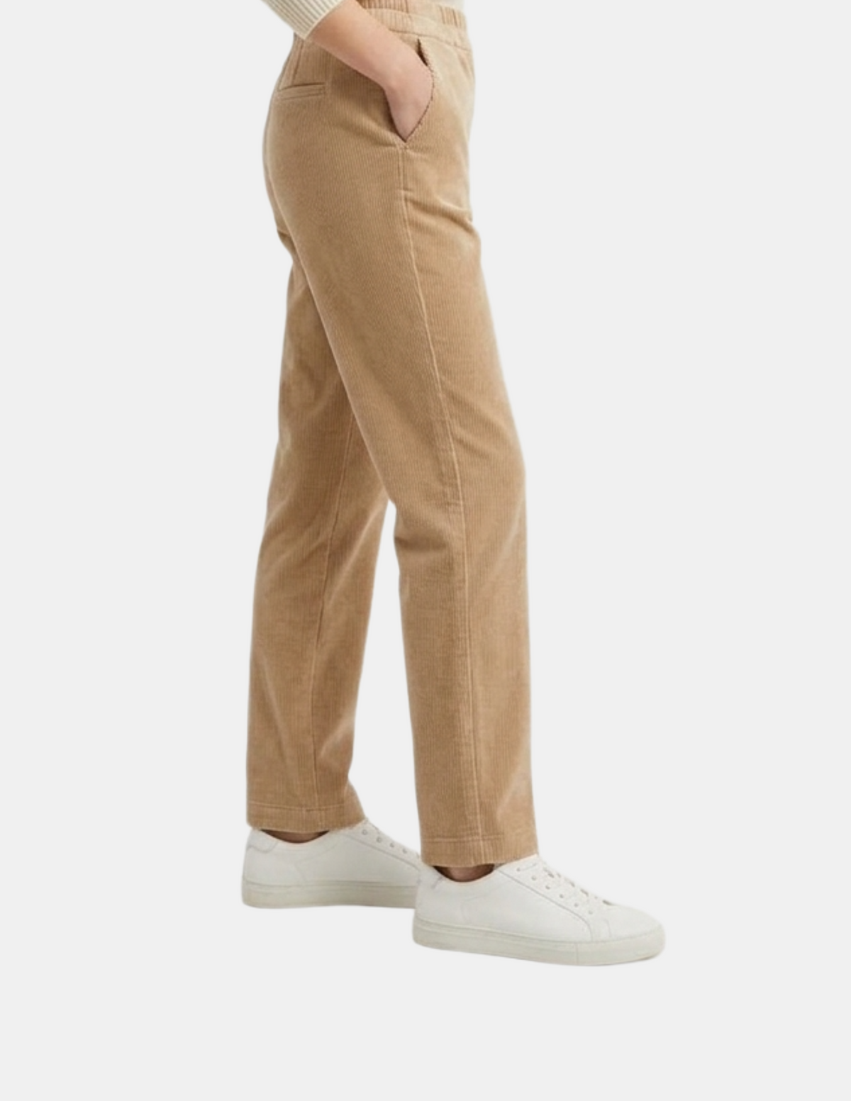 Pantalón de gamuza beige acanalado