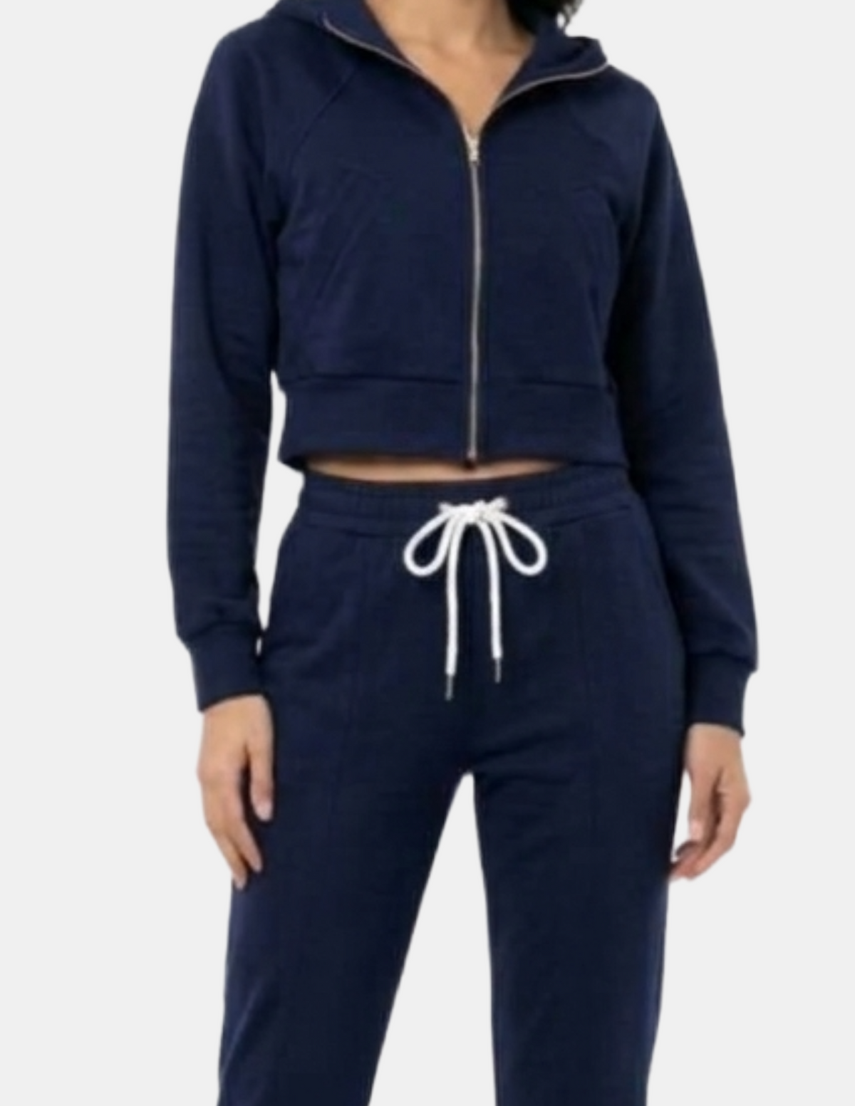 Conjunto azul deportivo calientito de gamuza de chamarra y pantalonera