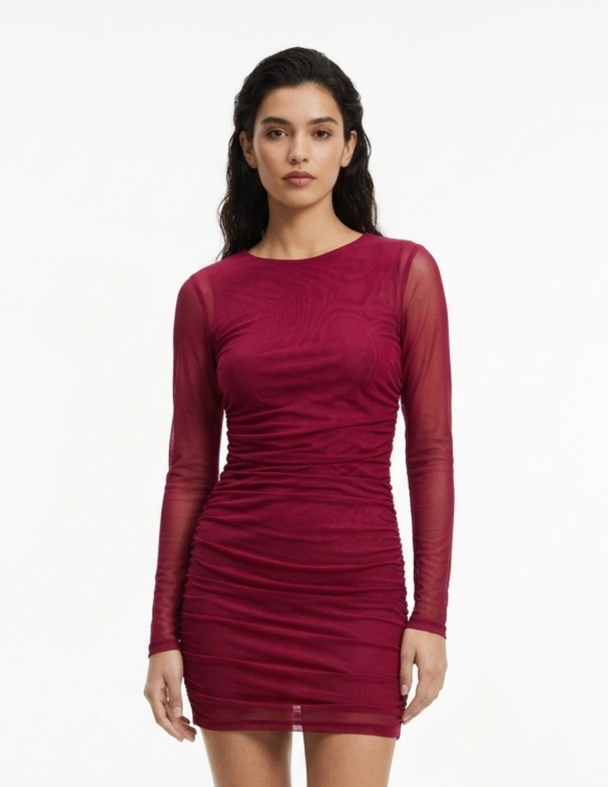 Vestido guinda tipo mesh