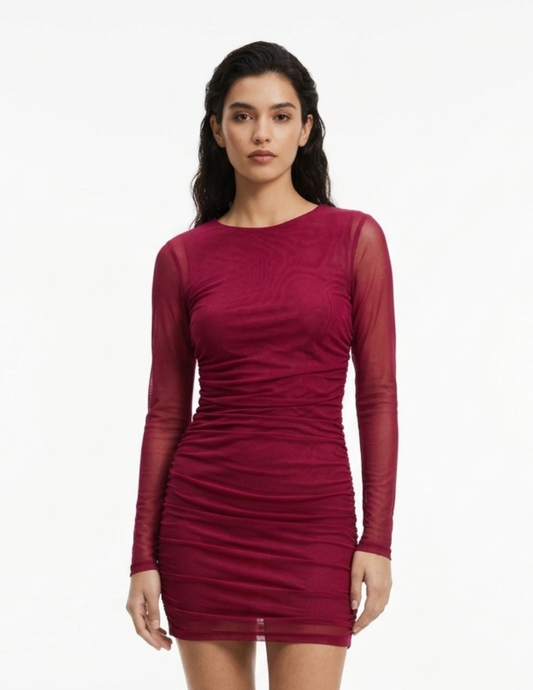Vestido guinda tipo mesh