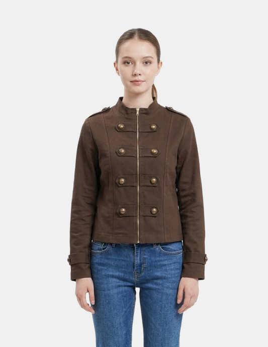 Saco cafe estilo napoleon con zipper