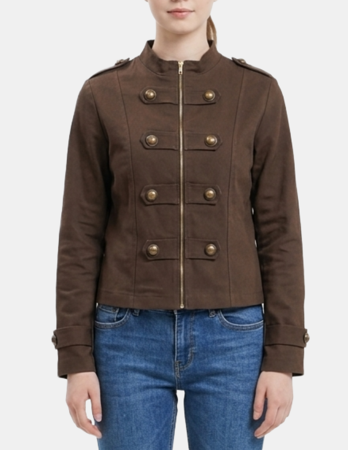 Saco cafe estilo napoleon con zipper