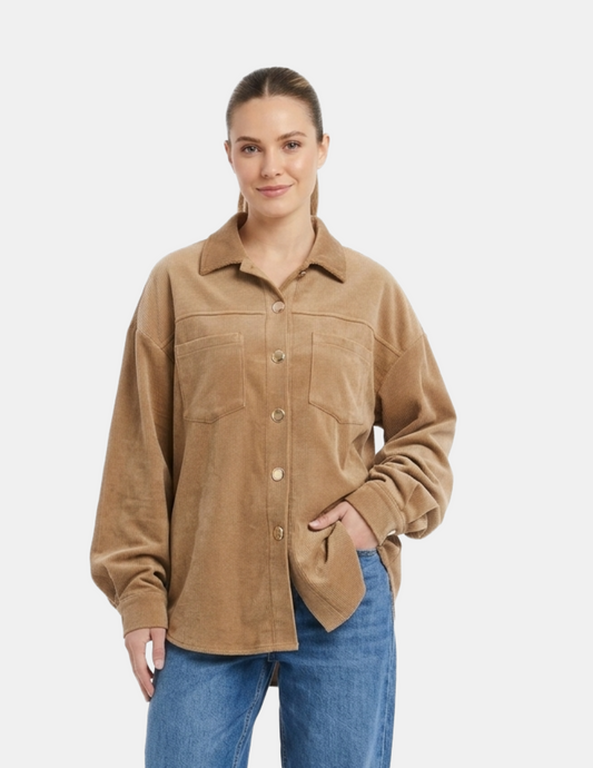 Camisera cafe de gamuza