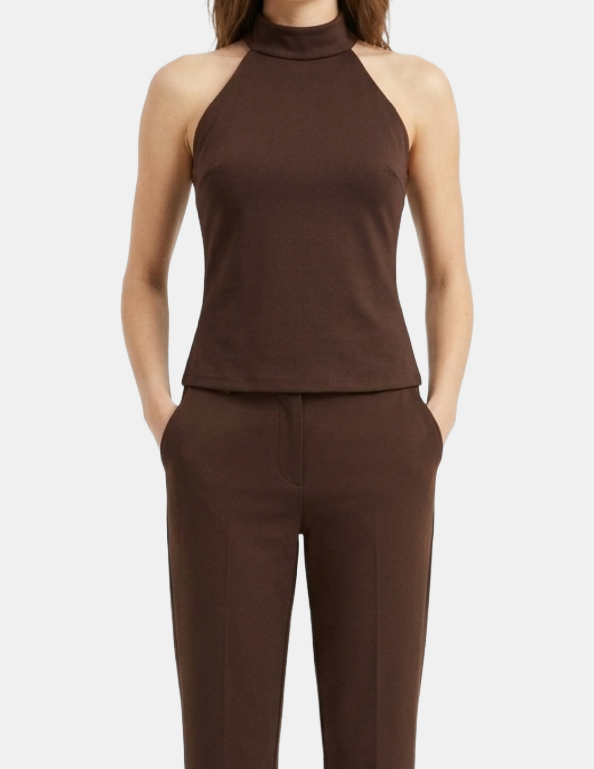 Conjunto cafe de blusa y pantalón