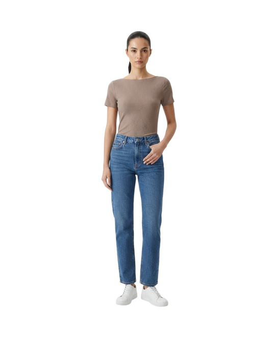 Blusa cafe acanalada economica