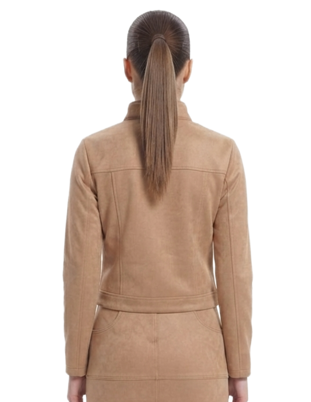Conjunto de gamuza de chamarra y falda