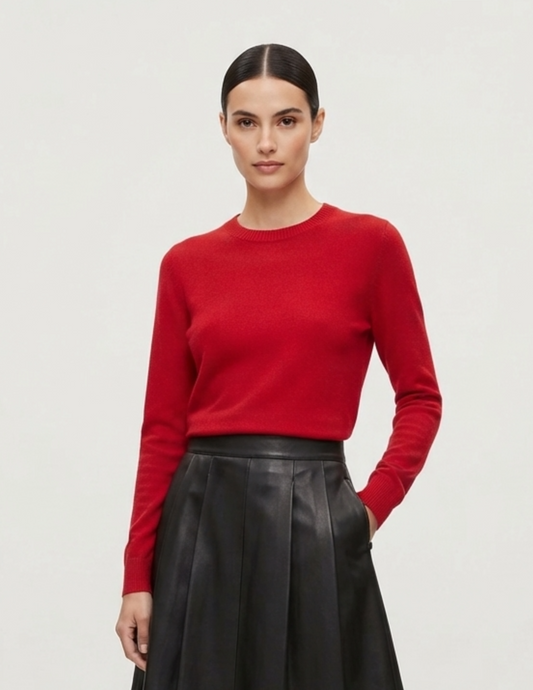 Blusa roja cuello redondo manga larga