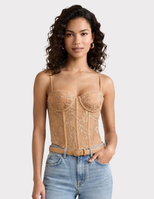 Crop top cafe tipo corset