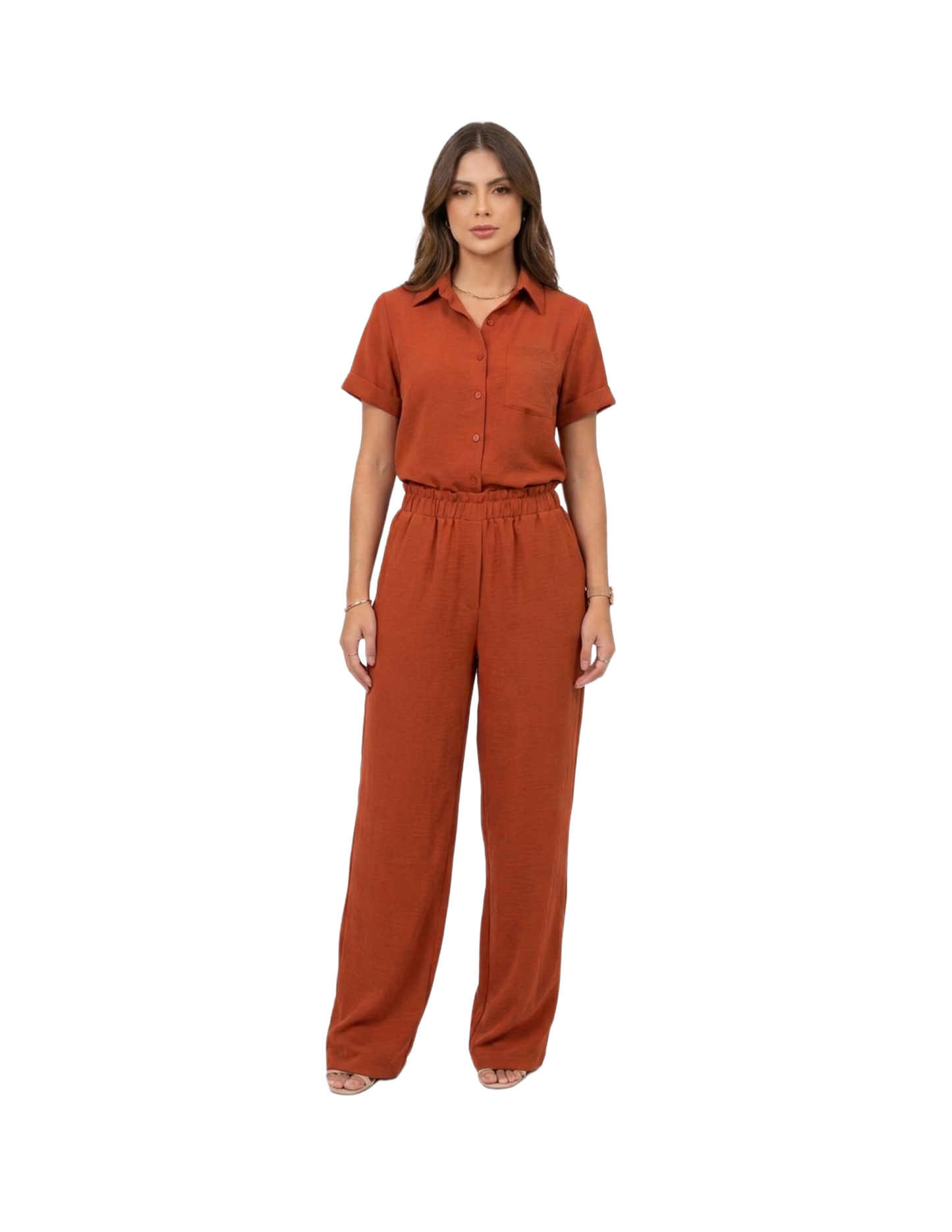 Conjunto Naranja de blusa y pantalón