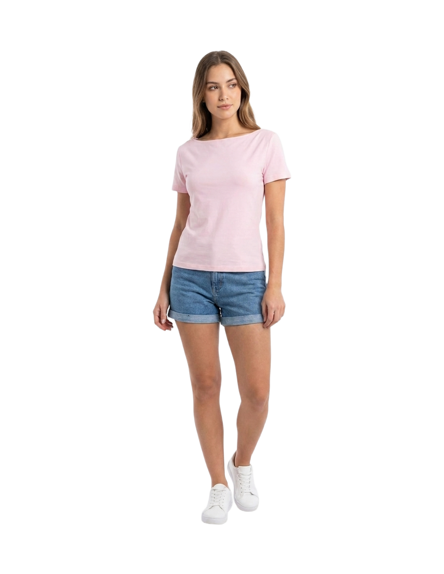 Blusa rosa cuello tipo ojal con prendedor