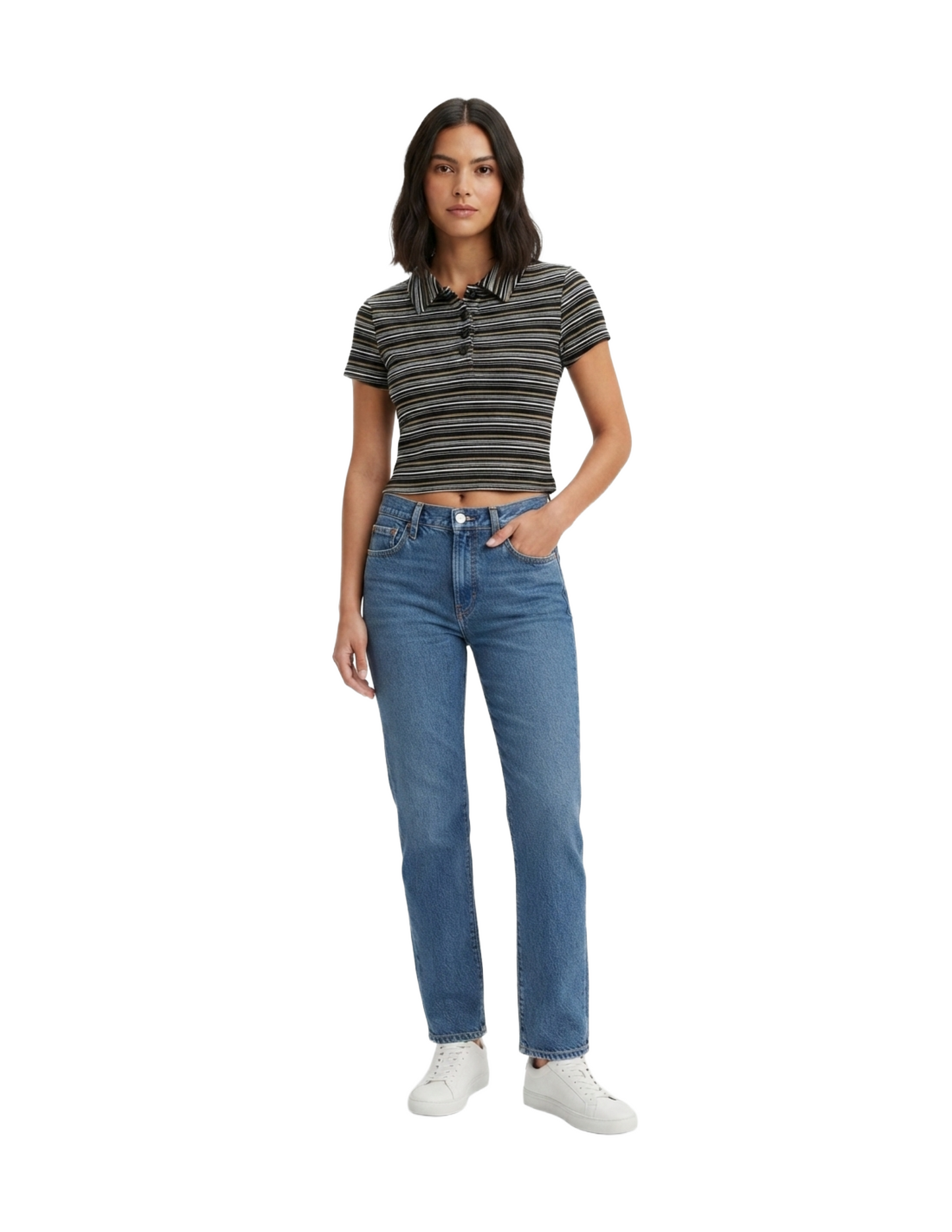 Blusa de rayas con cuello estilo polo