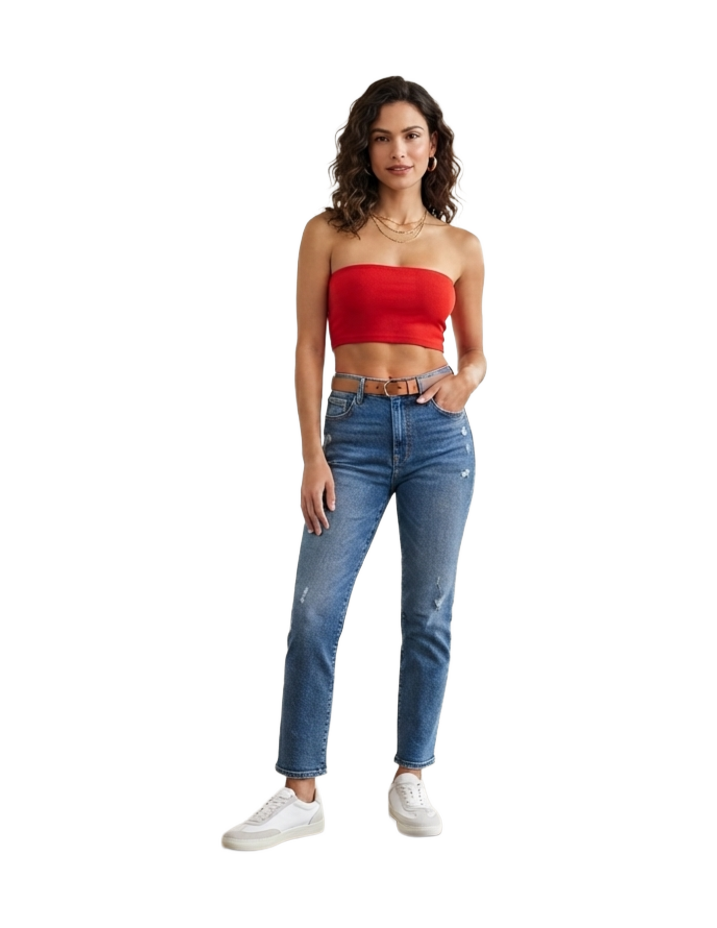Crop top strapless rojo