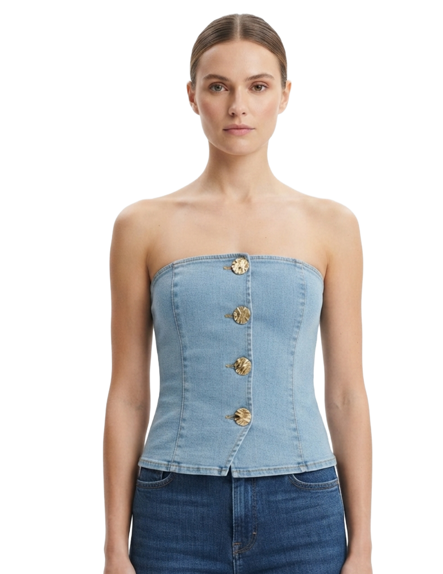 Strapless de mezclilla abotonada