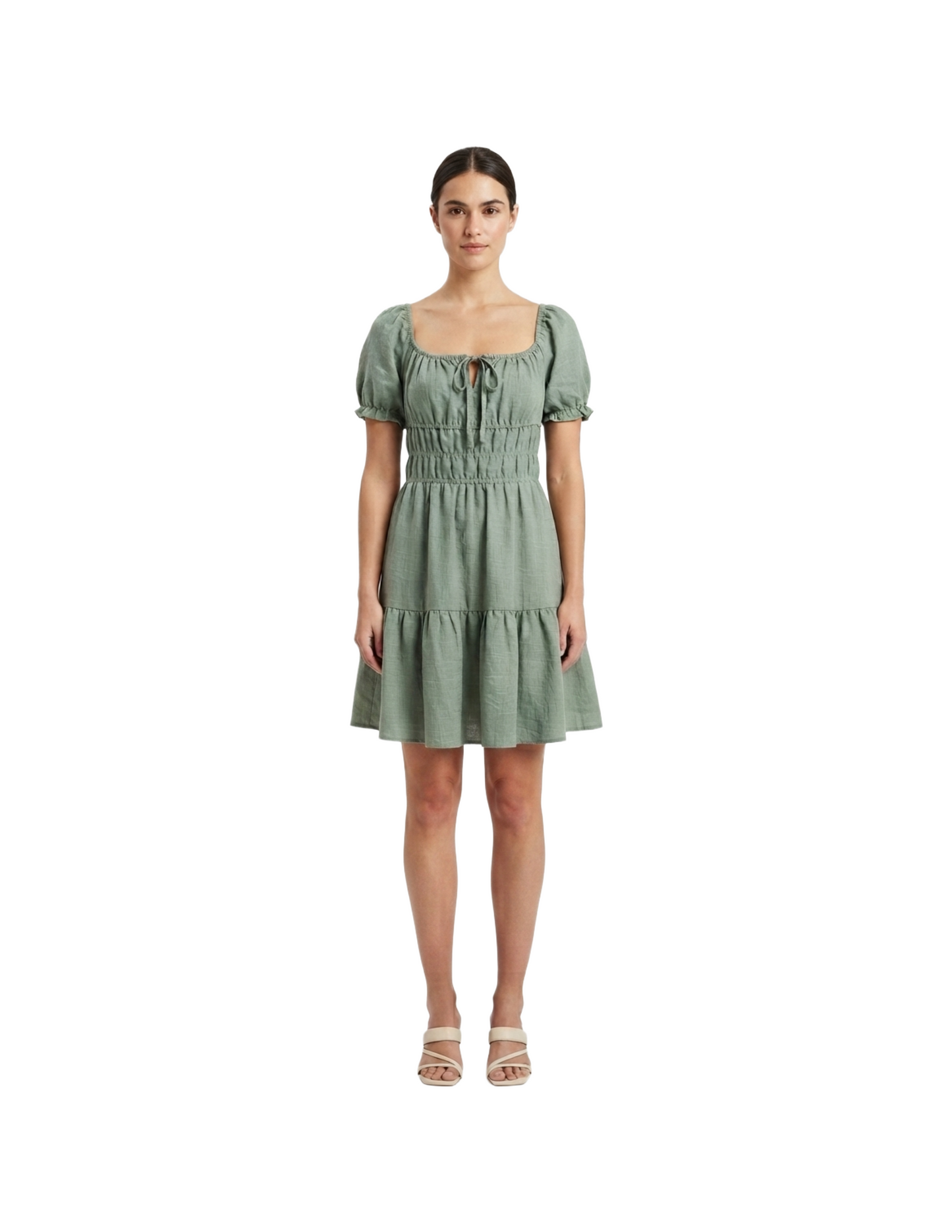 Vestido aqua estilo campesino