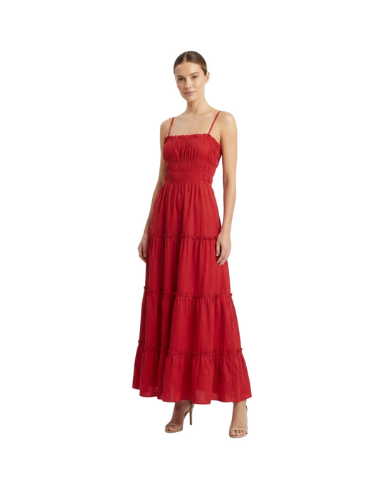 Vestido rojo largo de tirantes
